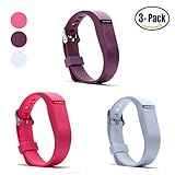 Hotodeal Replacement Bands for Fitbit Flex, Fashion Adjustable Silicone Wristband, Hollowed Design with Secure Metal Clasp, Prevent Tracker Falling Off, Comfortable, Pack of 3 (Purple+White+Pink)