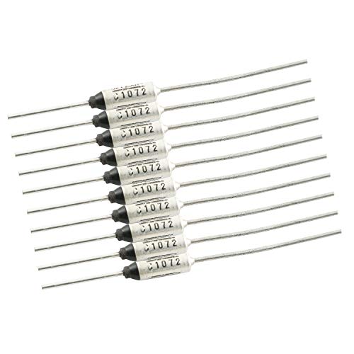 RuiLing 10-Pack Metal Thermal Fuse Thermal Cutoffs for Transformer Motor Electric Industrial Household Appliances SF119E-121 Degree Celsius 10A/250V