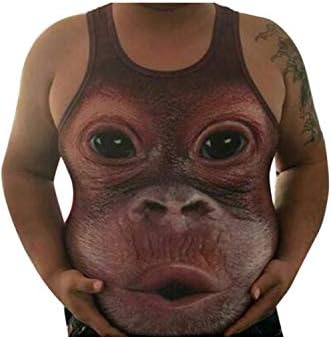 Jomuhoy Men Casual Tank Top Funny 3D Monkey Print Sleeveless T-Shirt Vest