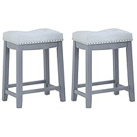 Angel Line Cambridge Bar Stools 24" Set of 2 Gray with White Cushion