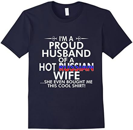 Men's Im Proud Husband Of Hot Russian Wife Bought Shirt T-Shirt Large Navy