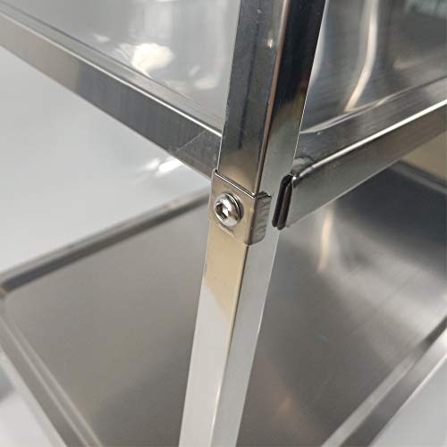 TAIMIKO Utility Cart, Stainless Steel 3-Shelf Kitchen Trolley for Restaurant Catering Kitchen Up to 300 lbs Capacity, Stainless Steel Carts Four Sizes for Your Choose (L24.6W12.4H31.5'') - Thumbnail 2