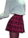 Women High Waist Skater Flared Red Check Plaid Pleated Short Mini Skirt (US 4, Red)
