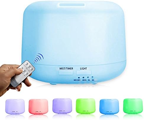KUMIBA Remote Control Essential Oil Diffuser 300ml Ultrasonic Aroma Cool Mist Humidifier with 7 Color Light Changing and 4 Timer Settings Office Home Bedroom Baby Room