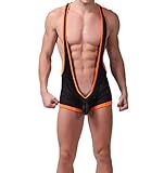iYunyi Mens Open Back Bodywear Sexy Lingerie Bodysuit Wrestling Singlet Struggles