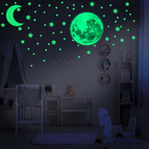 LUMOSX-Glow-in-the-Dark-Stars-for-Ceiling-234-pcs-of-Adhesive-Ceiling-Stars-Realistic-Full-Moon-wBONUS-Crescent-Moon-for-Ceiling-Decor-Room-Decor-Bedroom-Decor-Decals-for-Ceiling-Decorations-Kawaii-Ro
