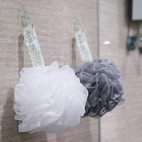 JCMASTER Loofah Shower Scrunchie for Men Women, [ Non-Vacuum Pack ] Mesh Pouf Poofs Puff Bath Lufa Loufa Luffa Scrubber Sponges for Exfoliating Your Skin 6 Pack, Large, White and Gray, 75g Each - Thumbnail 5