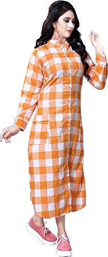 orange check dress