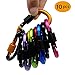 Paliston 10pcs Locking Carabiner Aluminum D Ring Hiking Clips for Hiking Camping Fishing and Outdoor Use