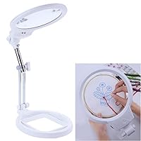 Large Magnifier Folding & Hand held 2LED Light Lamp Jumbo 5.5 Inch Lens - Best Hands Free Magnifying Glass for Reading and Jewelry Design etc