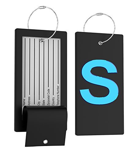 Luggage Tag Initial Bag Tag - Fully Bendable Tag w/ Stainless Steel Loop