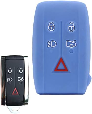 ECOiNVA for Jaguar XFL XE XF XK XJ F-PACE F-Type Keycase Silicone Car Key Case Fob Cover Remote Control Cases (B-Blue)