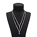 Zealmer Turquoise Bead Pendant Necklace Double Layers Bar Necklace Silver Tone