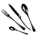 JANKNG 20-Piece 18/10 Stainless Steel Flatware Set Mirror Polishing Black, Serive for 4