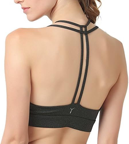 AIYIHAN Womens Yoga Sports Bra Wirefree Double Lined T-Back Running Bra (L, Grey)