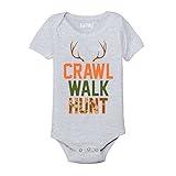 Crawl Walk Hunt Camo Hunter Deer Antlers Funny Cute Hunting Infant Baby Bodysuit
