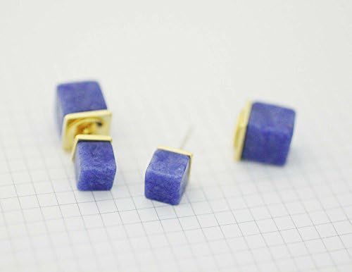 Front and Back Cube Blue Stone earrings, Cube Ear Jackets. Gemstone Jacket, Marble ear jacket,