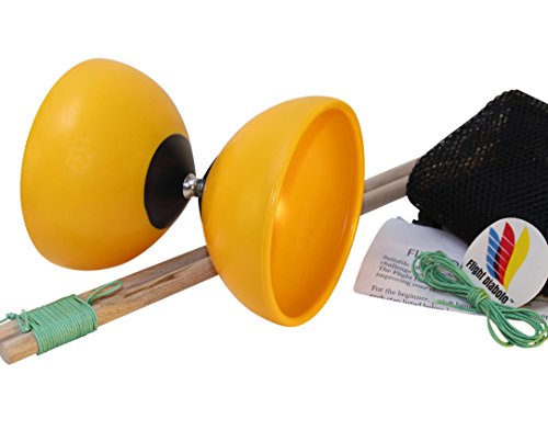 Flight High Performance Diabolo Pro Chinese Yoyo with Handsticks, Net Bag and Extra Strings ... (Yellow) - Thumbnail 2