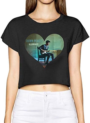 Angxue Shawn Mendes Womans Personalized Short Sleeve T-Shirt Crop Top Tees for Woman/Girl Black