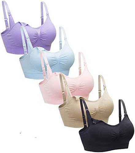 Fadfed 5PACK Nursing Bra Wireless Bra Women's Full Bust Sleeping Maternity Bra Breastfeeding Bra