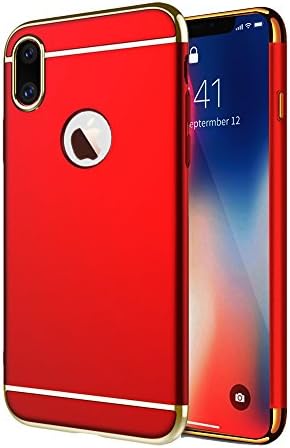 Case for iPhone X, Quarkware Matte Finish Metallic Painting Slim Protective Cover Shockproof Hard Shell Skin for Apple iPhone X 5.8" 2017 (Red)
