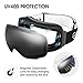 ENKEEO Ski Goggles Detachable Dual Layer Anti-Fog Lens 100% UV400 Protection, Bendable Frame, Anti-Slip Strap with Comfort, Wind Resistant 3 Layers Foam for Adult Snowboarding Skating, Magnet Mercury