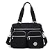 Tiny Chou Lightweight Water Resistant Nylon Totes Crossbody Bag Shoulder Bag with Pockets Large,Black