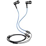 KINDEN Alumium Metal Housing Stereo Deluxe Radiation Free Headphone AIR Tube Patent Earbuds With Microphone(Black/Blue)
