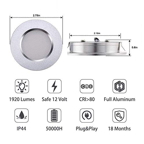 image for ALOVECO LED RV Boat Ceiling Light 12V LED Recessed Cabinet Lights Wate