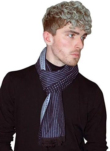 NEW Men's Prime Simple Colour Reversible Dots & Pin Stripes Print Scarf
