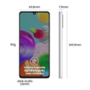 Samsung Galaxy A41, Dual Sim, Android 10, 151 g, [VSmartphone, Display 6.1" Super AMOLED, 3 Fotocamere Posteriori, 64GB Espandibili, RAM 4 GB, Batteria 3500 mAh, 4G, [Versione Italiana], White - immagine 4