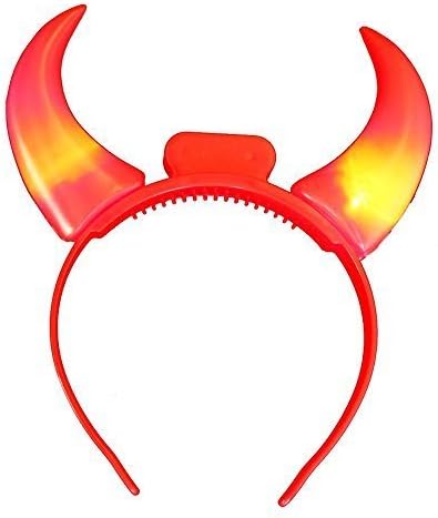Jalousie Novelty Light up Red Devil LED Horns Headband Halloween Costume Head Boppers - 1 piece - Battery Included by Jalousie Novelty