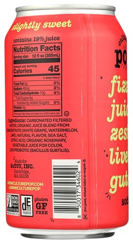 CULTURE POP SODA WATERMELON & LIME PROBIOTIC SODA, 12 FZ