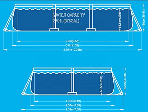 Avenli SteelSuper Stahlrahmen Aufstellpool Rechteckig 300 x 207 x 65 cm Frame Pool Rectangular Schwimmbecken Gartenpool ohne Pumpe – Bild 4