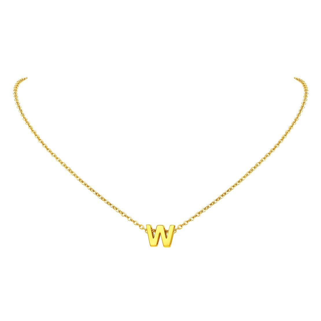 FindChic Initial Necklace for Women Letter W Pendant Alphabet Gold Letter Choker Necklaces with Stainless Steel Chain 16+2 Inch Extender Chains Women Jewellery Gift
