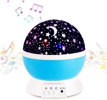 LaDenZ Musical Star Night Light Projector with Calming Music for Babies & Children Including Toddlers - Battery & USB Powered Moon & Star Projector for Kids - Great Christmas Gift for Boys & Girls