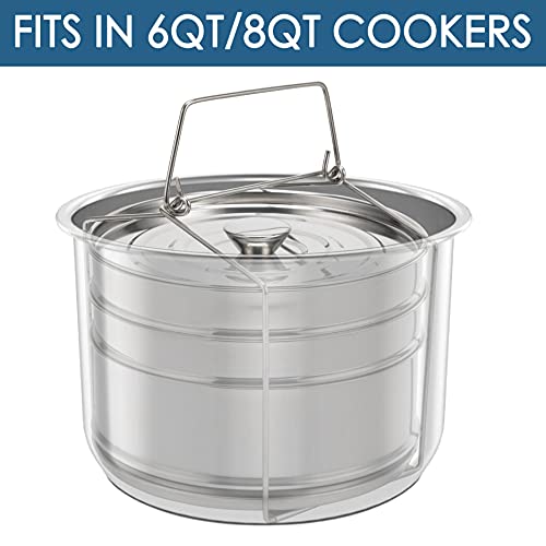 DEGIKO Pressure Cooker Stackable Steamer Insert Pans 3 Tiers to Cook 3 Dishes at the Same Time