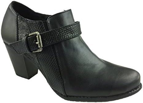 Mc Footwear Ladies Pull ON Faux Leather Ankle Boots Memory Foam Insole Black Size 3-8