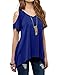 Sidefeel Women V Neck Cold Shoulder Short Sleeve Swing Top Blouse