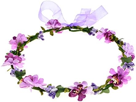 Love SweetyWomen BOHO Flower Headband Berry Floral Crown Hair Wreath Garland Halo (Purple)