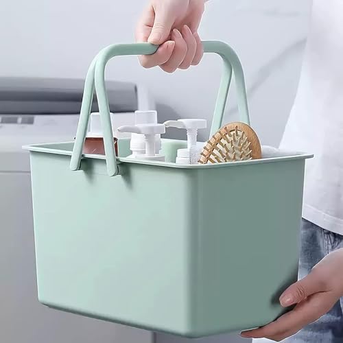 ORCHID M® 2 Pack Cleaning Supplies Caddy, Portable Plastic Shower Caddy Storage Organizer Basket/Bucket with Handles for Household, Bathroom, Kitchen, College Dorm Room Essentials, Green and pink