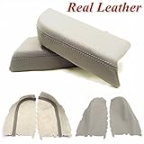 MATCC Real Leather Front Door Panel Armrest Cover Fits 2009-2013 Honda Pilot Grey