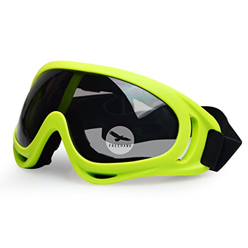 Freehawk Protective BMX Eyewear Goggles with Adjustable Strap for Hunting Riding BMX Cycling Motorcycling Climbing and Shooting (Yellow, Grey)