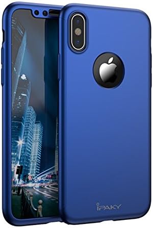 iPhone 7 Case,Ezeagbor &amp;ipaky 360 ° Full-around Protection Cover [ Perfect Fit ] Ultra-Thin Front and Back Cases + [ Free gift ] Tempered Glass Screen Protector (blue for iPhone X)