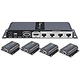 Up to 40m/131ft with Loop-Out Local Display,LKV714Pro HDMI POE Extender 1080P@60HZ 1x4 Splitter Device Over CAT6/6A/7/8 Cable,Support IR Remote Control,EDID Function