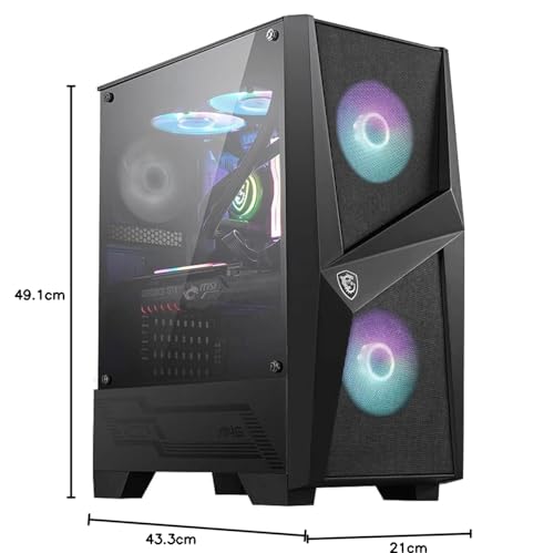 Msi Mag Forge 100R Mid Tower Gaming Computer Case (Black, 2X 120Mm Argb Pwm Fan, 1X 120Mm Fan, 1-6 Argb Hub, Tempered Glass, Msi Center, Atx, Matx, Mini-Itx) - View 10