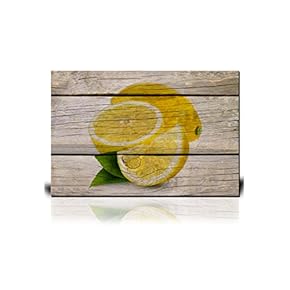 Canvas Wall Art - Yellow Lemon on Wooden Background - Giclee Print Gallery Wrap Modern Home Art Ready to Hang - 12" x 18"