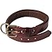 Logical Leather Padded Dog Collar - Best Full Grain Heavy Duty Genuine Leather Collar - Brown - Large