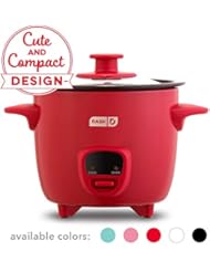 Dash DRCM200GBRD04 Mini Rice Cooker Steamer with with Removable Nonstick Pot, Keep Warm Function & Recipe Guide, Red