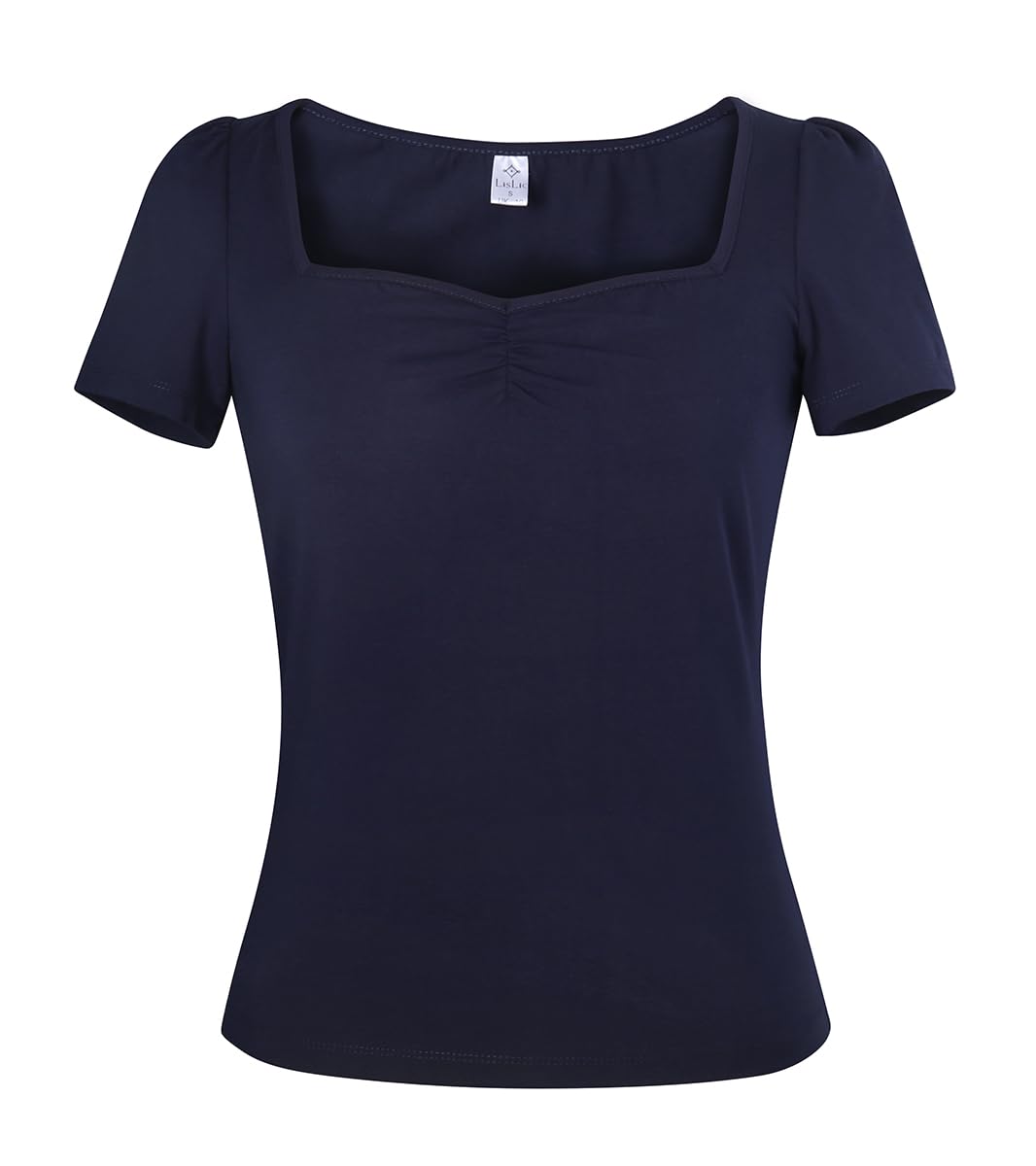 Photo 1 of LisLic Women's 1950s Rockabilly Tops, Cute Cotton Elastic Vintage Style Knit Shirts, Dressy Casual Soft Blouse for Women (Dark Blue 4XL)